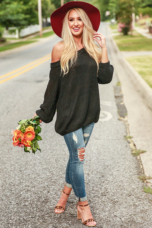 Give Me Cozy Off Shoulder Sweater in Black • Impressions Online Boutique