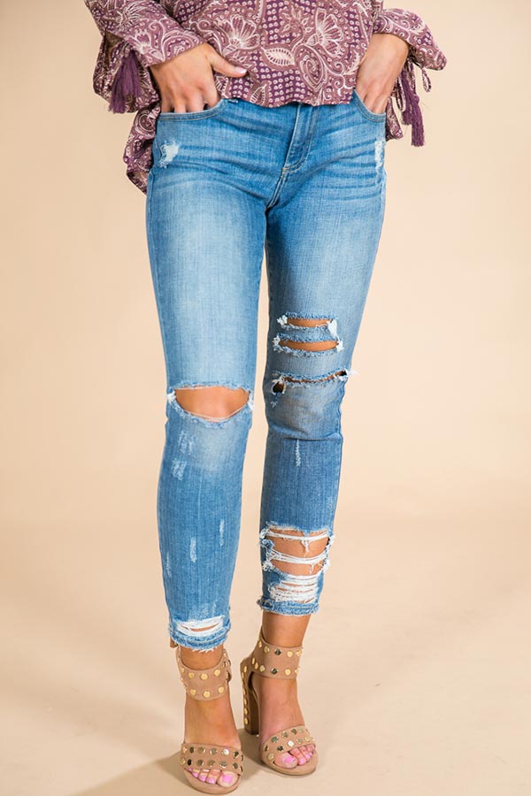 Winter Park Midrise Distressed Skinny in Medium Wash • Impressions ...