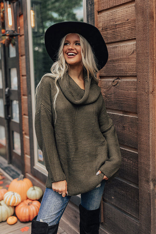 Oh So Cozy Tunic Sweater in Army Green • Impressions Online Boutique