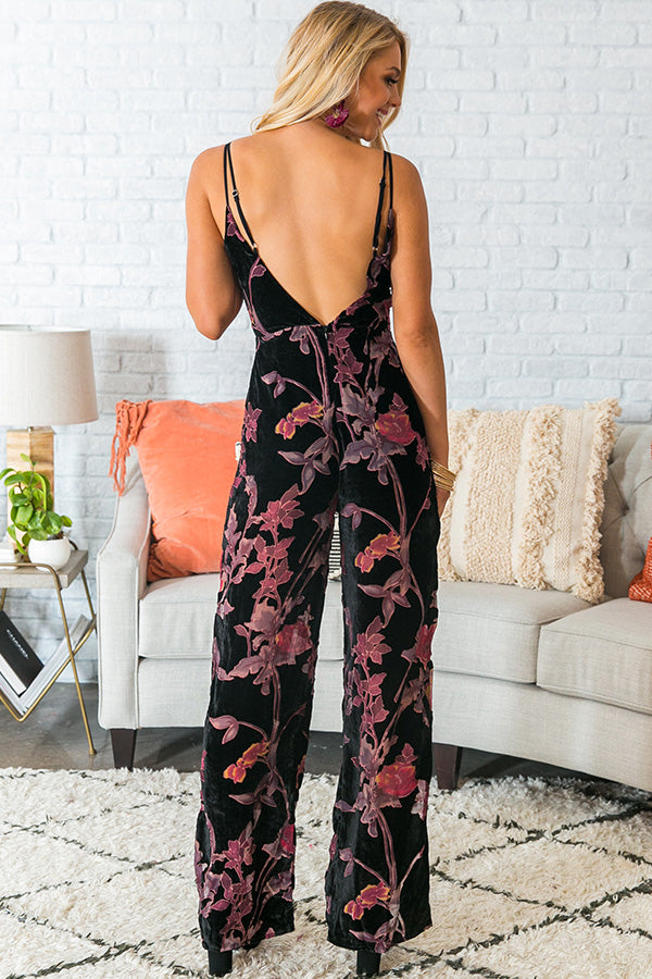 Champagne Popping Velvet Jumpsuit • Impressions Online Boutique