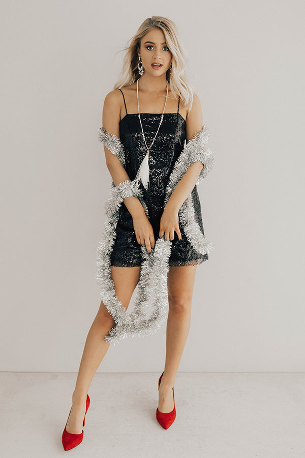 Brielle Black Sequin Fringe Mini Dress