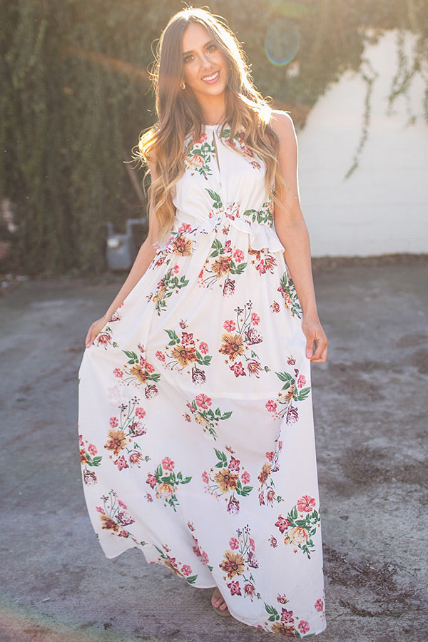 Floral Picnic Maxi in White • Impressions Online Boutique