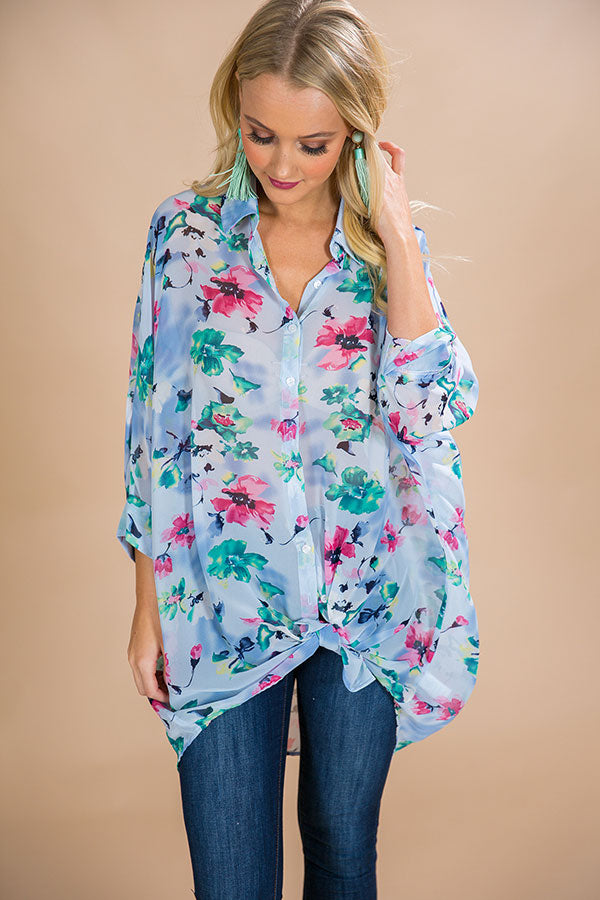 Garden Of Gorgeous Shift Tunic in Blue • Impressions Online Boutique