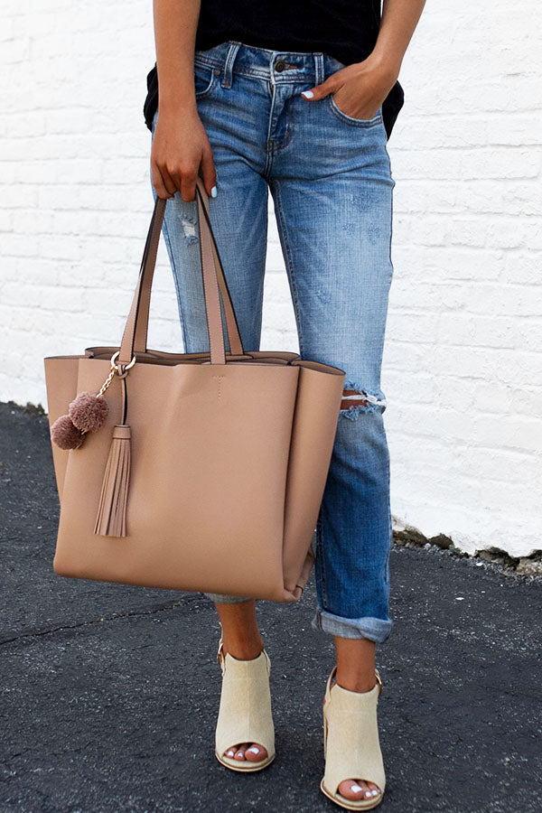 taupe tote bag