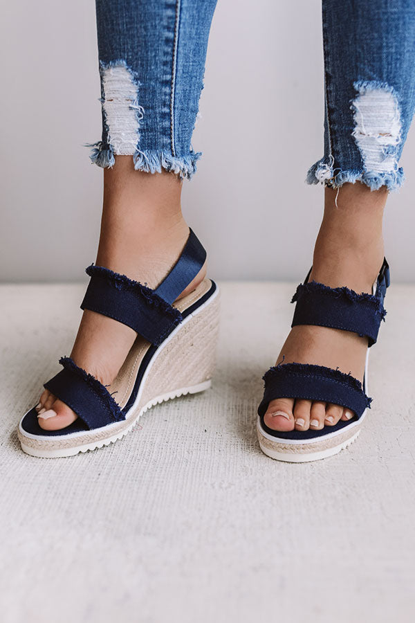 Vacation Friendly Wedge in Navy • Impressions Online Boutique