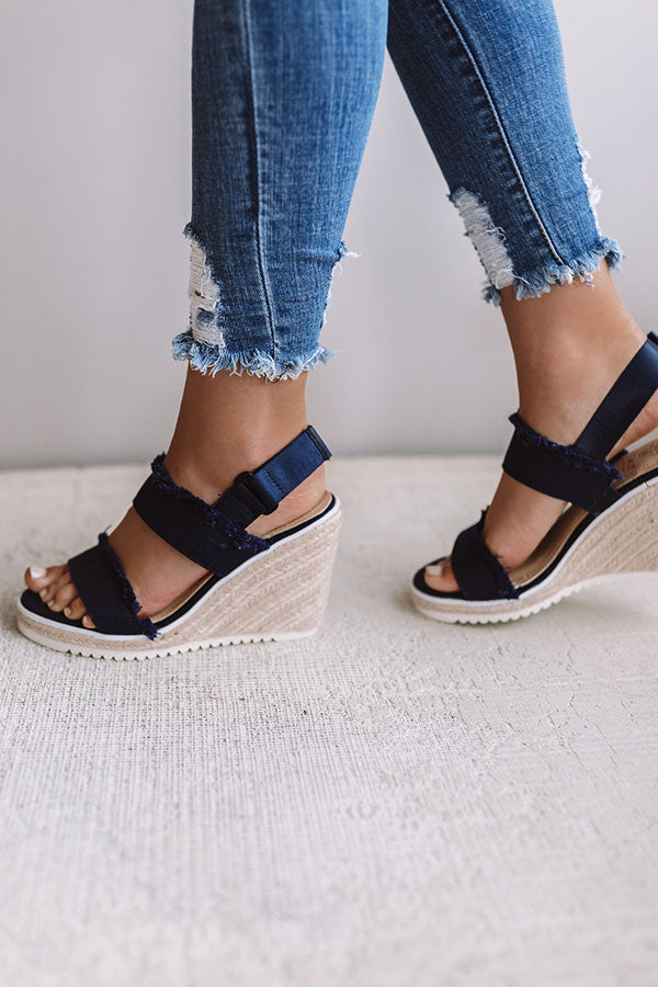 Vacation Friendly Wedge in Navy • Impressions Online Boutique