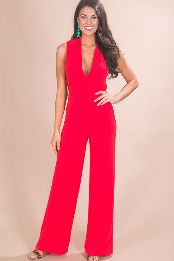 Live From The Red Carpet Jumpsuit in Cherry • Impressions Online Boutique
