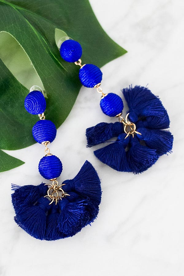 Buy Blue Tassel Earrings, Royal Blue Earrings, Blue Beaded Tassel Earrings, Royal  Blue Dangle Earrings, Fancy Earrings, Date Night Earrings WOW Online in  India - Etsy