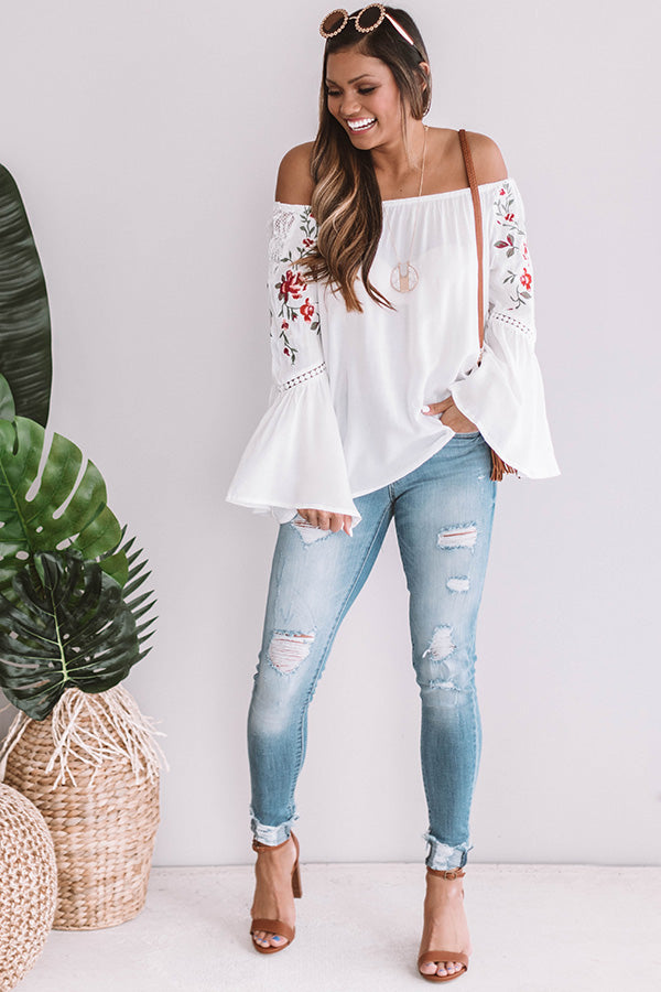 Steal A Kiss Embroidered Shift Top in White • Impressions Online Boutique