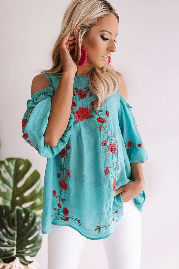 Paradise is Calling Embroidered Shift Top in Turquoise • Impressions ...