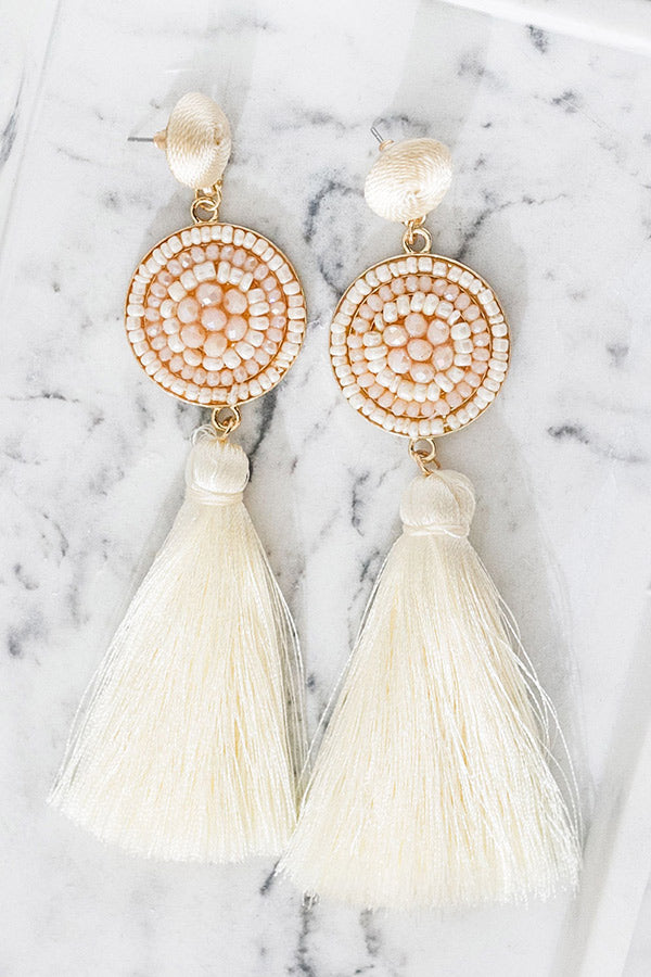 Shake It Up Tassel Earrings In Ivory • Impressions Online Boutique