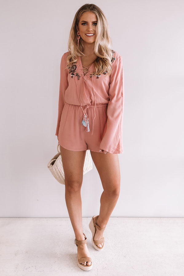 Margaritas On Patio Embroidered Romper in Impressions Online Boutique