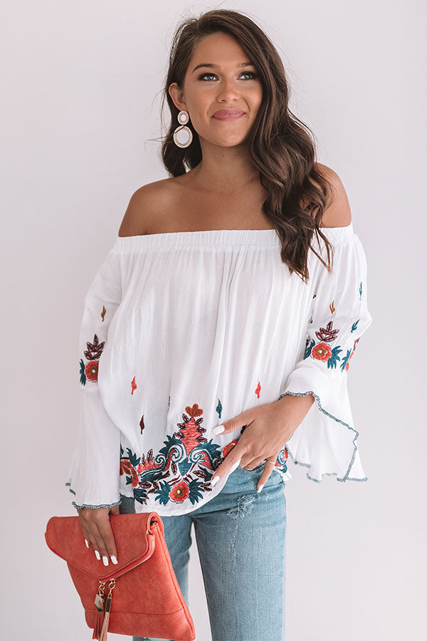 Martinis For Two Off Shoulder Embroidered Top • Impressions Online Boutique