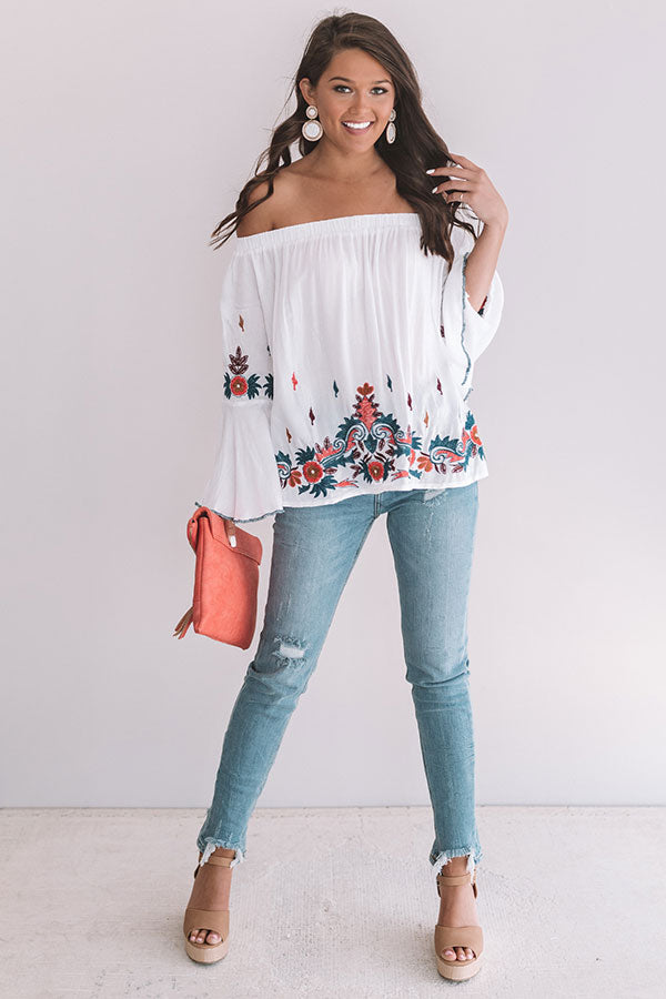 Martinis For Two Off Shoulder Embroidered Top • Impressions Online ...