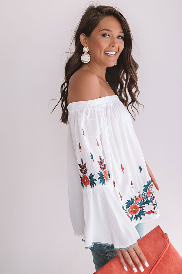 Martinis For Two Off Shoulder Embroidered Top • Impressions Online ...