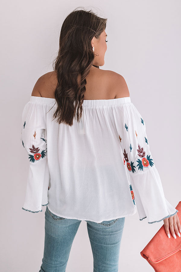 Martinis For Two Off Shoulder Embroidered Top • Impressions Online Boutique