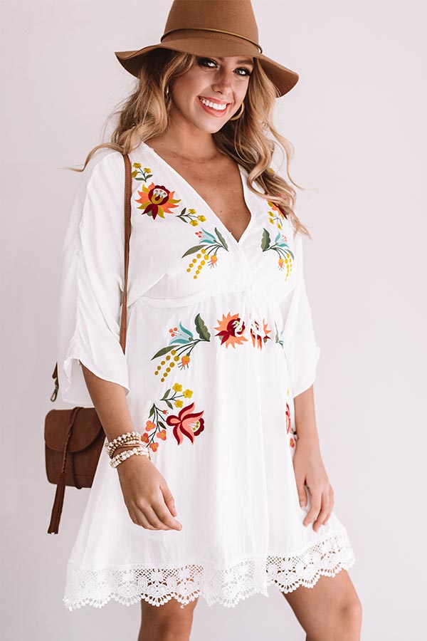 Haven Embroidered Dress in White • Impressions Online Boutique