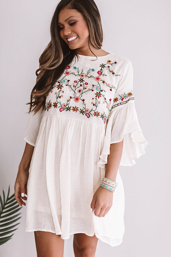 Date Night In Paradise Embroidered Dress in Cream • Impressions Online ...