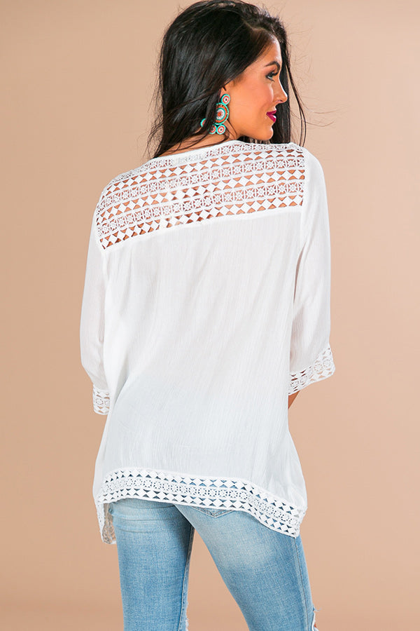 Wine Tour Crochet Shift Top in White • Impressions Online Boutique