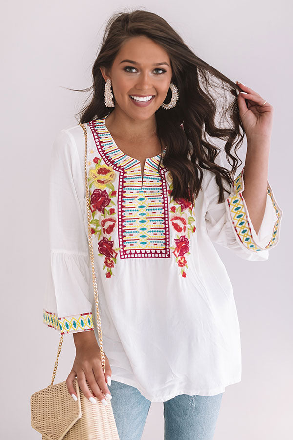 Tahiti Time Embroidered Top • Impressions Online Boutique