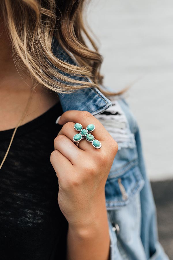 Cross My Heart Turquoise Ring
