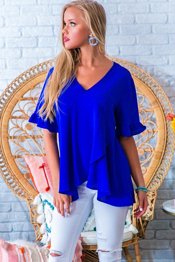 Babydoll Breeze Shift Top In Royal Blue • Impressions Online Boutique