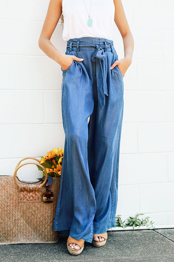 Chic Solid Color Two Piece Denim Palazzo Pants Set With Wide Leg Pants And  Cardigan Casual Top And Trousers Suit 230511 From Kong04, $22.27 |  DHgate.Com