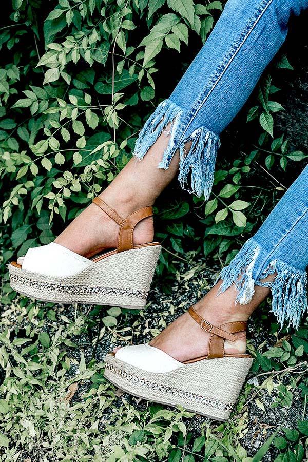 The Key Largo Wedge in Denim • Impressions Online Boutique