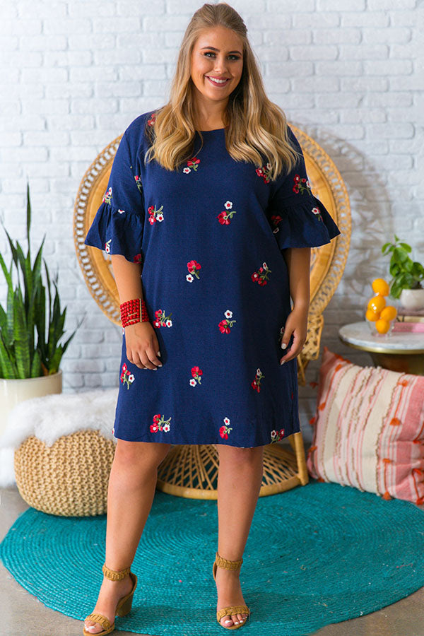 Poppy Perfection Embroidered Shift Dress • Impressions Online Boutique