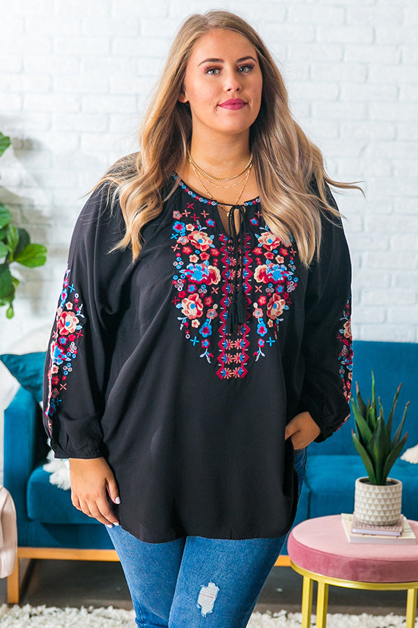 Happy Hour Countdown Embroidered Shift Tunic • Impressions Online Boutique