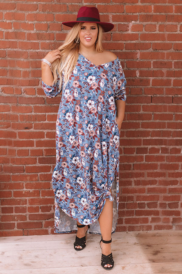 Pocket Full Of Posies Maxi In Blue • Impressions Online Boutique