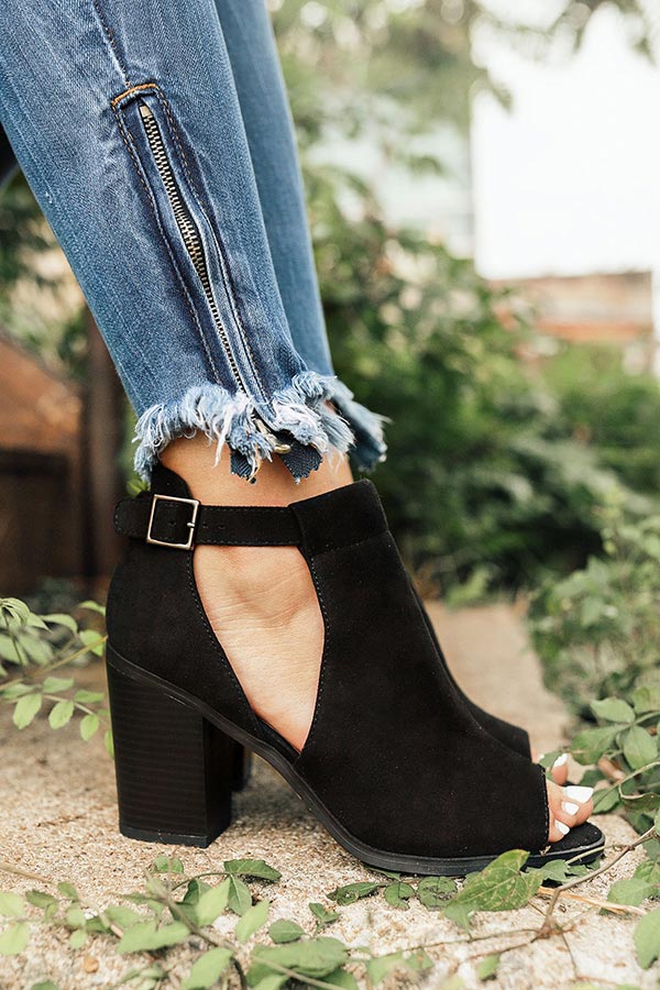 The Addison Peep Toe Bootie in Black • Impressions Online Boutique