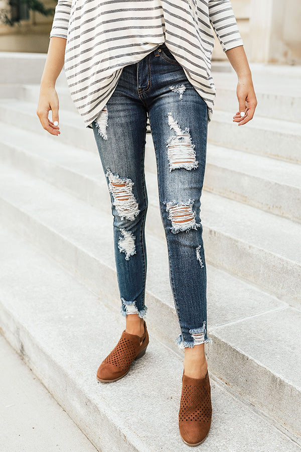 The Claire Mid Rise Distressed Skinny • Impressions Online Boutique