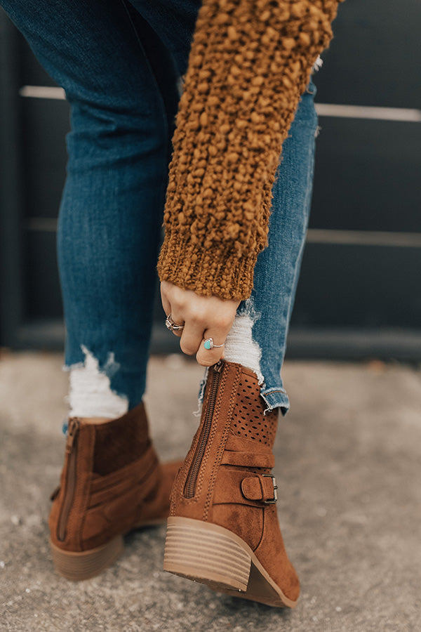 The Rylan Faux Suede Bootie in Brown • Impressions Online Boutique