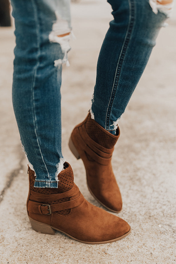 The Rylan Faux Suede Bootie in Brown • Impressions Online Boutique