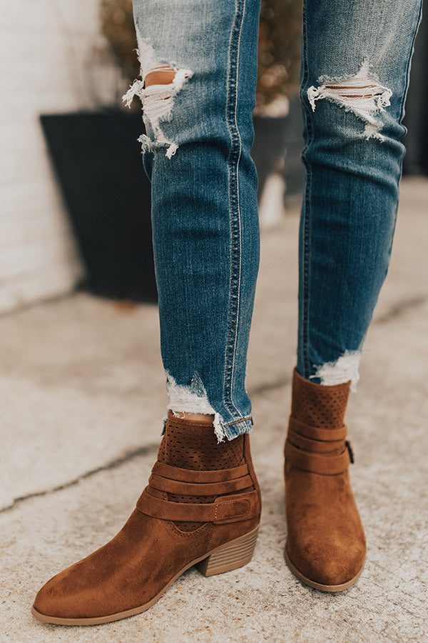 The Rylan Faux Suede Bootie in Brown • Impressions Online Boutique