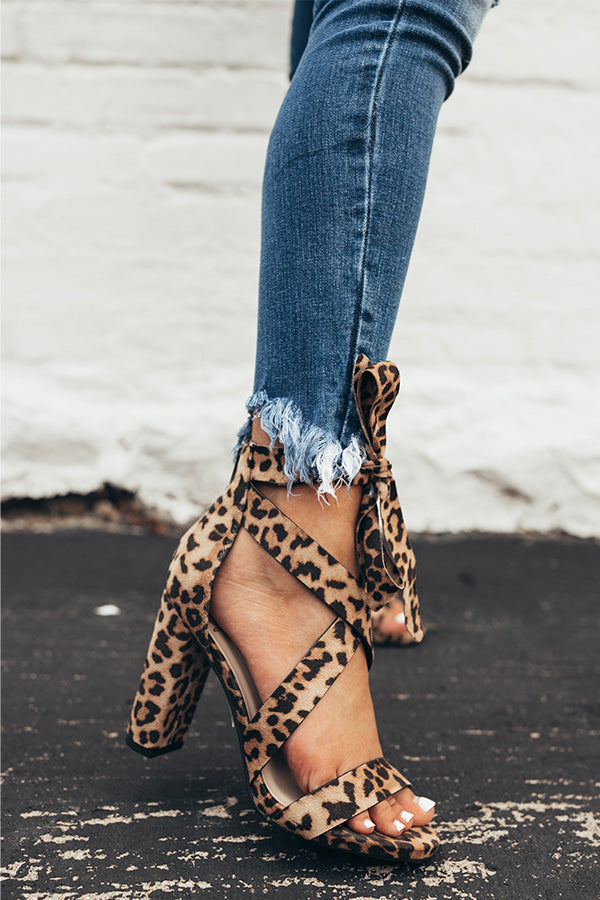 The Cleo Lace Up Heel in Leopard • Impressions Online Boutique
