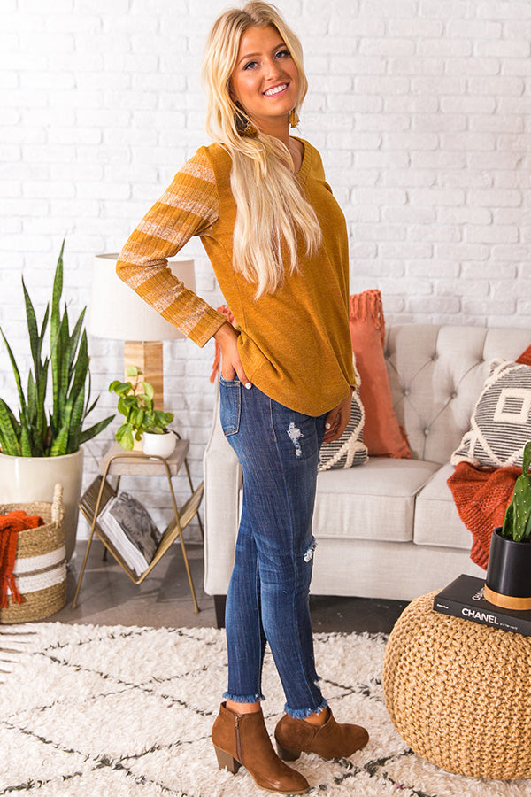 Sippin' Merlot Stripe Top in Mustard • Impressions Online Boutique