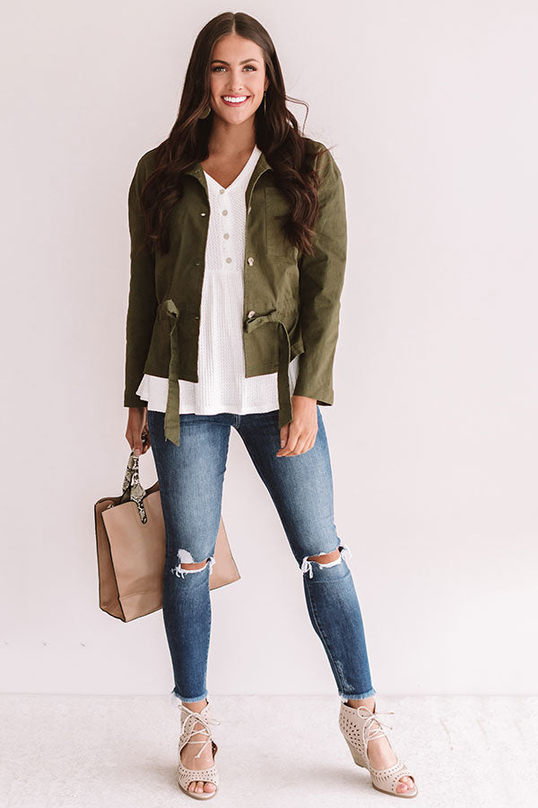 Meet Me In Central Park Light Weight Jacket In Army Green • Impressions ...