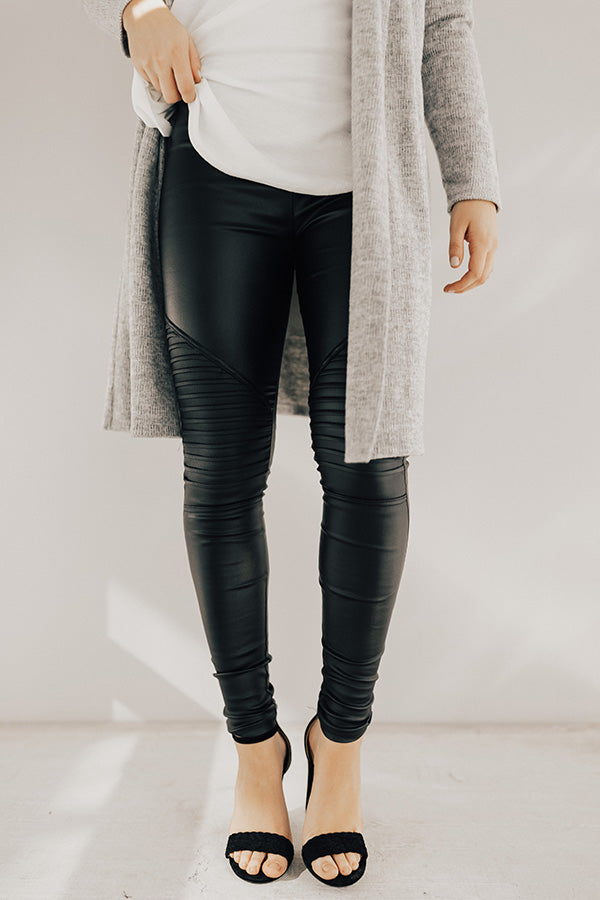 SPANX Faux Leather Moto Leggings Black