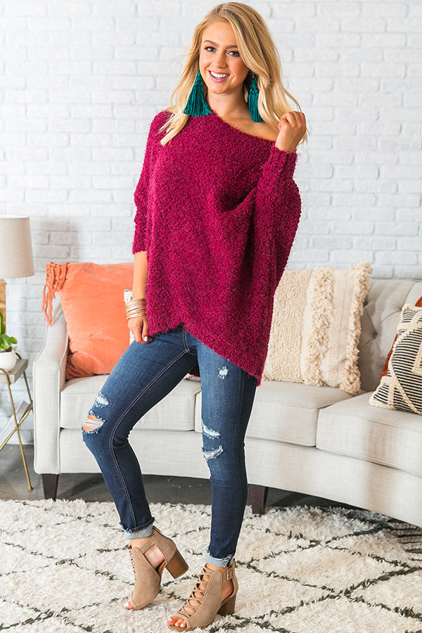 Upper East Side Snuggles Tunic Sweater in Wine • Impressions Online ...