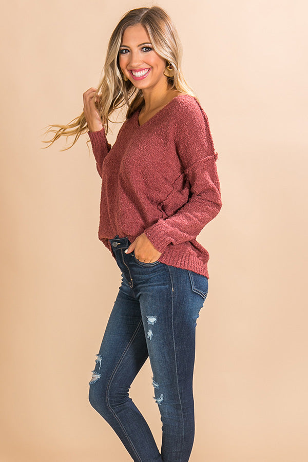 Cappuccino Calling Shift Sweater in Rustic Rose • Impressions Online ...