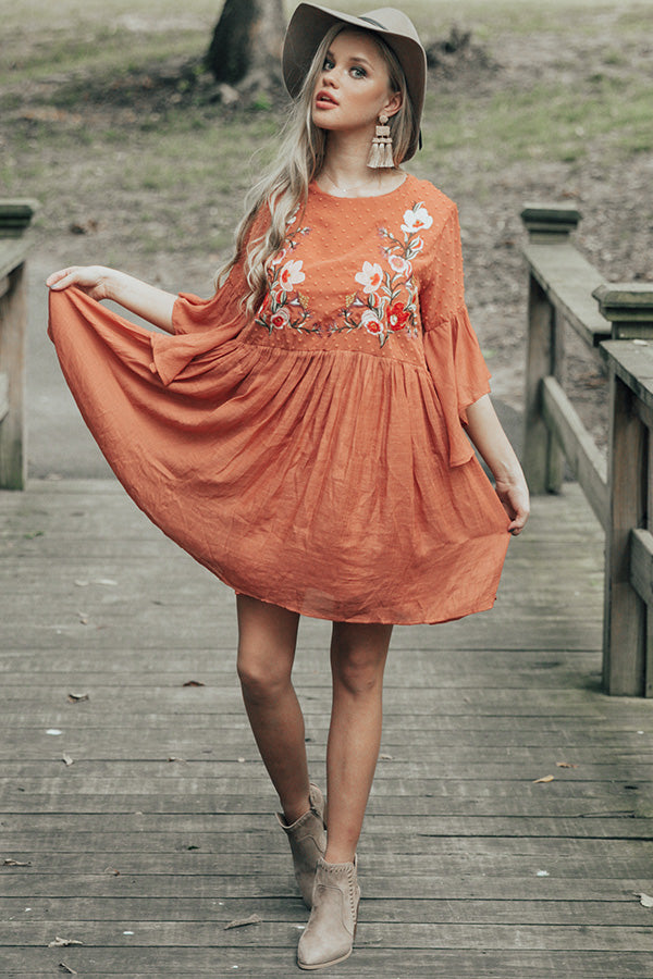 rust colored boho dress