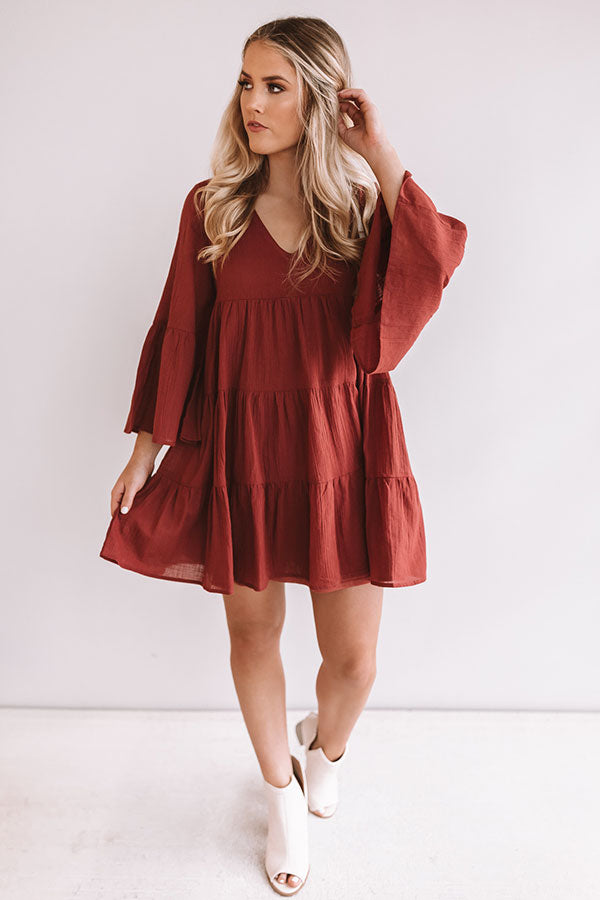 Sunrise Sippin' Babydoll Dress in Aurora Red • Impressions Online Boutique