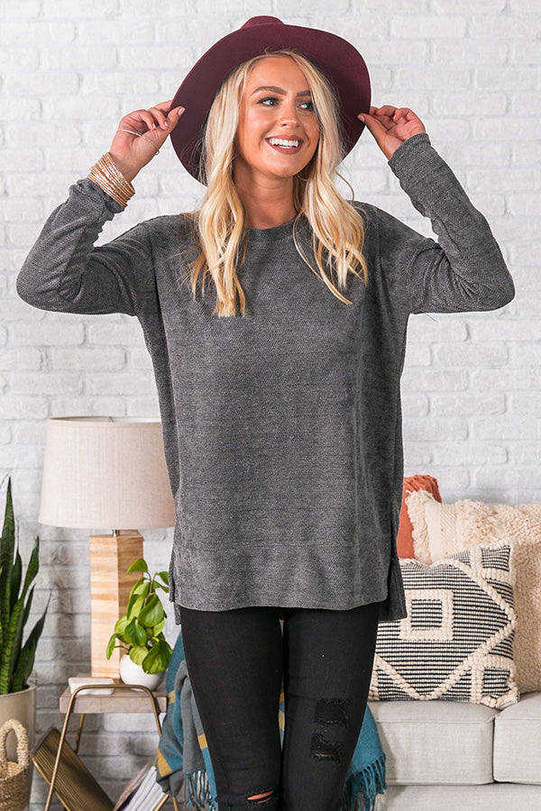 Luxe Comforts Shift Sweater in Charcoal • Impressions Online Boutique