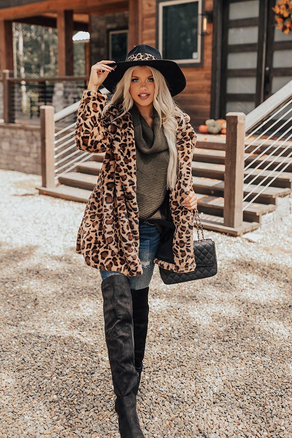 Influencer Life Plush Leopard Coat • Impressions Online Boutique