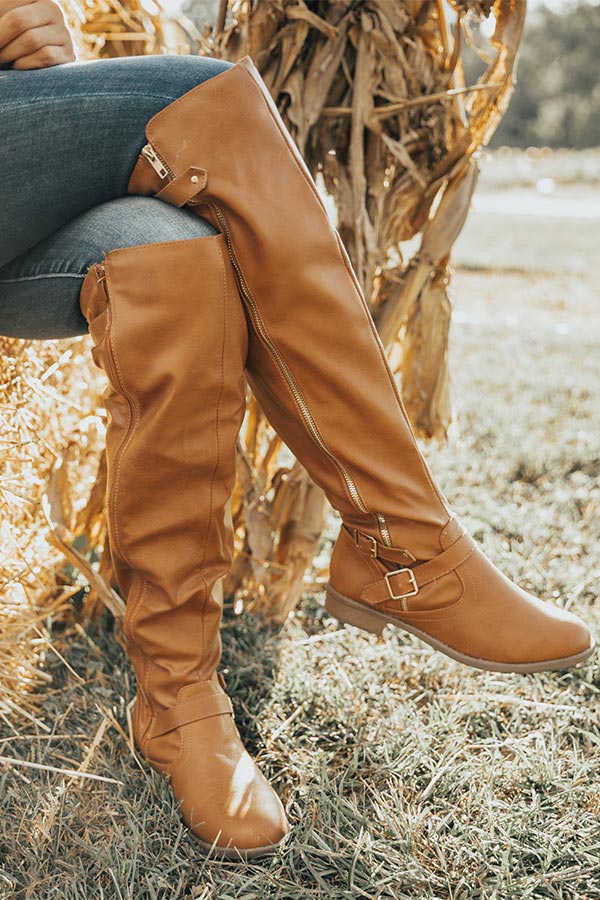 The April Faux Leather Knee High Boot in Maple • Impressions Online ...