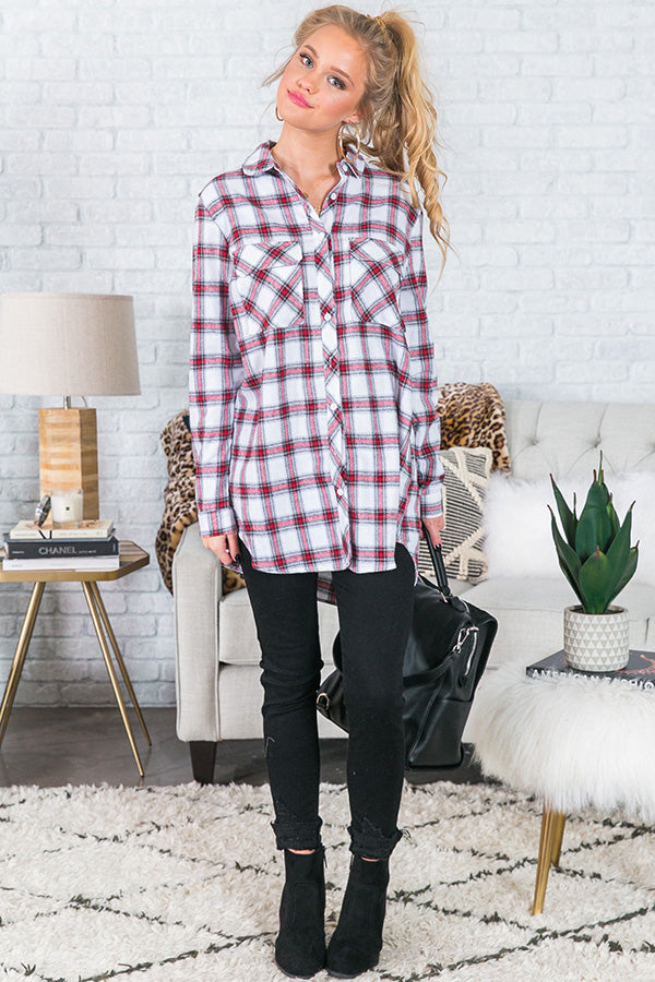 Cabin Weekend Getaway Plaid Tunic In White Impressions Online