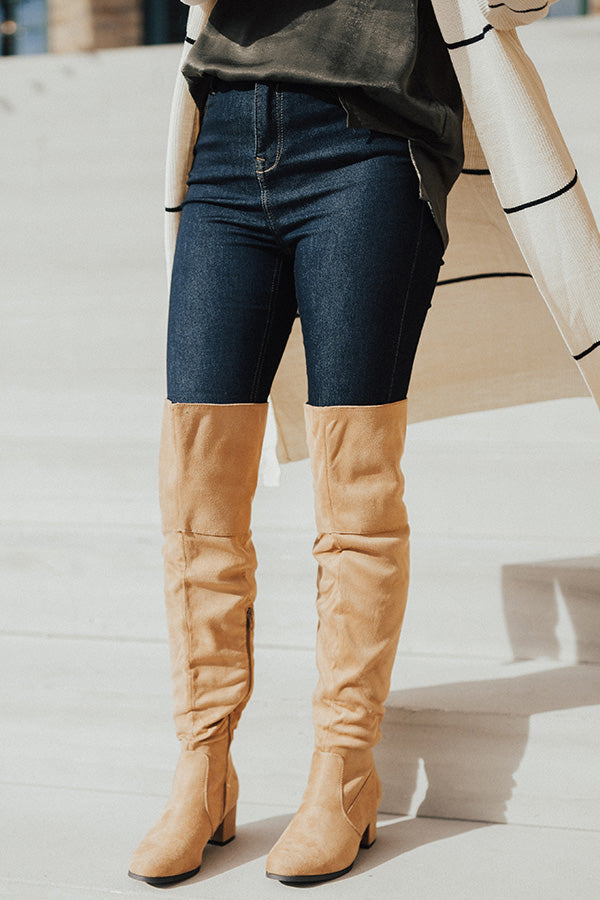 knee high camel suede boots