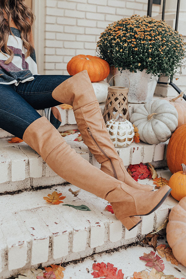 camel colored thigh high boots